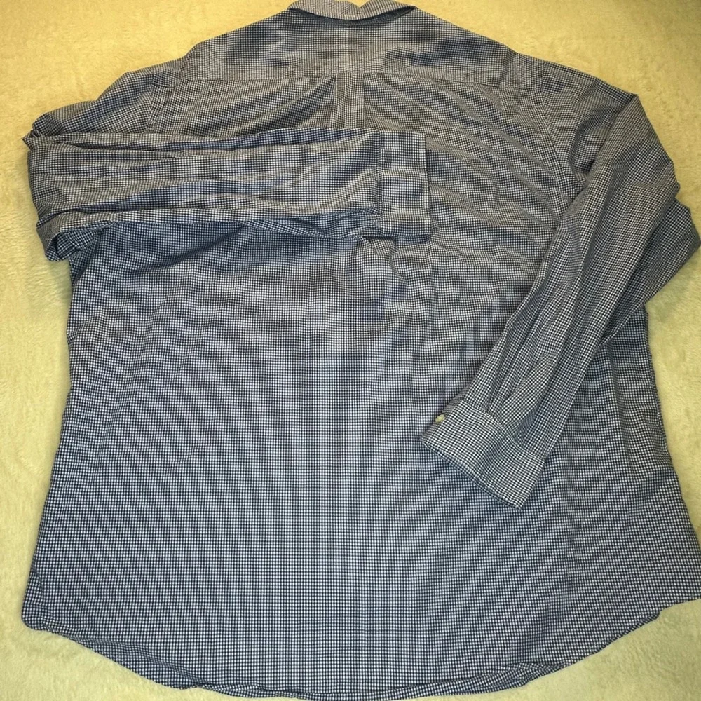 Polo Ralph Lauren Mens XXL Custom Fit Gingham Check Button Down Shirt Blue White